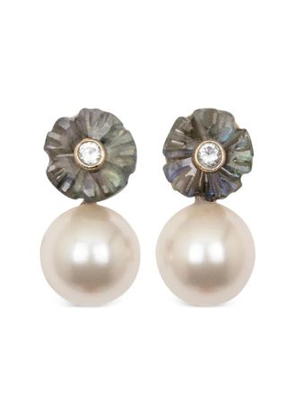 Jennifer Behr Libby flower-detail earrings - women - Labradorite/Faux Pearl/Labradorite - One Size - White