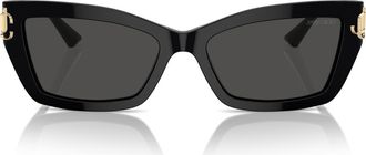 Jimmy Choo London 55mm Cat Eye Sunglasses in Black /Dark Grey at Nordstrom