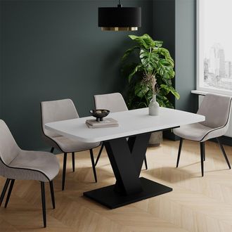 Vicco Mesa De Comedor Fenaro, Blanco/negro, 120 X 80 Cm Extensible, Vicco
