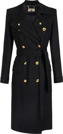 Elisabetta Franchi double-breasted flap-pocket trench coat - women - Viscose/Spandex/Elastane - 44 - Black