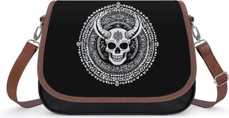 Generic Satanic Tattoo Leather Crossbody Bags for Women Messenger Handbag Purse Shoulder Bag