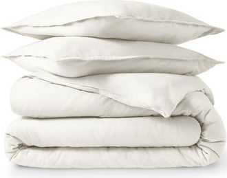 Bare Home 100% Cotton Flannel Duvet Cover & Sham Set in Cream at Nordstrom, Size California King