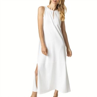 Lilla P Womens Sleeveless Keyhole Maxi Dress In White