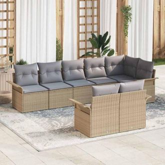 vidaXL Vidaxl - Conjunto De Sof&aacute; De Jard&iacute;n Con Coj&iacute;n 8 Pcs Beige Polirat&aacute;n