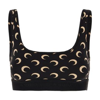 Marine Serre Sleeveless Tops, female, Black, Size: M Moon Printed Jersey Top