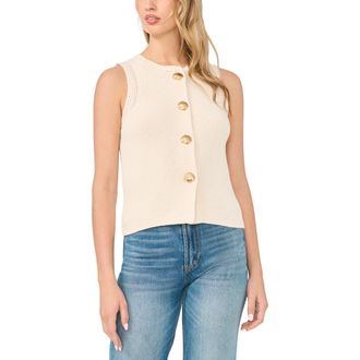 CeCe by Cynthia Steffe Shell Button Sweater Vest in Eggnog at Nordstrom, Size Xx-Small