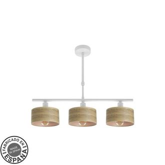 Fabrilamp Lampara Gilda 3xe14 Blanco/madera Clara Regx55x14 Cm