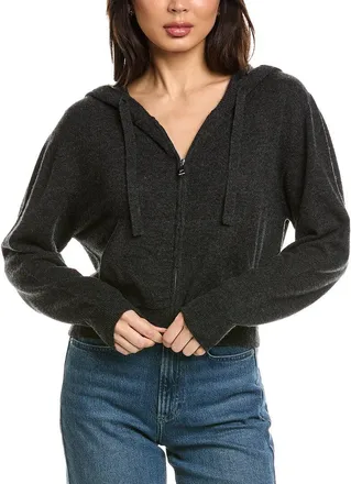 Brodie Cropped Zip Up Wool & Cashmere-Blend Hoodie