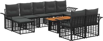 vidaXL Conjunto De Sof&aacute;s De Jard&iacute;n 10 Uds. Negro Y Gris Oscuro Vidaxl
