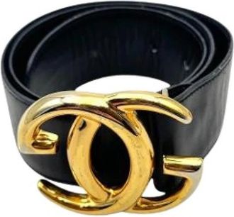 Gucci Pre-owned Interlocking Buckle Belt - Dames - Vintage Accessoires - Zwart - ONE Size - Leer - Vintage