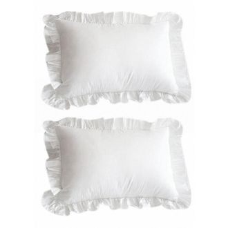 OEM Funda De Almohada Con Volantes 100% Algod&oacute;n, Color Blanco