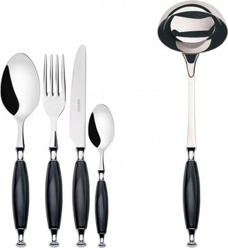 Bugatti Country Ghiera Cromata, Posate Set 49 Pz, Scatola Legno Weng&egrave;, Casa Bugatti - Colore: Nero