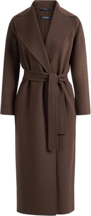 Max Mara Poldo Lange Wikkeljas - Dames - Jas met riem - Bruin - 2XS - Wol - Jassen