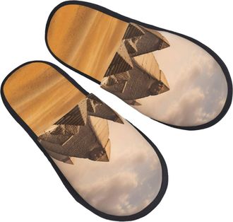 Generic Plush Mens Slipper Pyramids of Egypt print Mens Slipper Comfortable Womens Slippers for Bedroom Indoor Ladies M