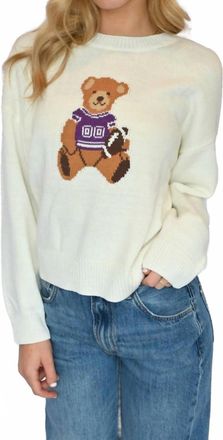 Le Lis Blanc Deux Game On Teddy Bear Sweater In Beige