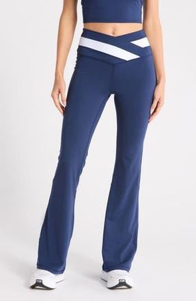 Yogalicious Lux Anya Crossover Colorblock Flared Leggings in Naval Blue at Nordstrom Rack, Size X-Small
