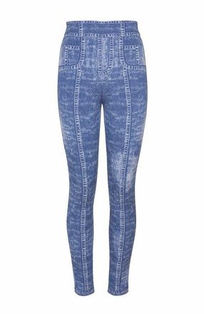 Balmain Jacquard Knit Leggings With Denim Effect in Blue at Nordstrom, Size 34 Eu
