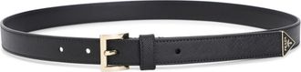 Prada Black Logo Buckle Textured Belt