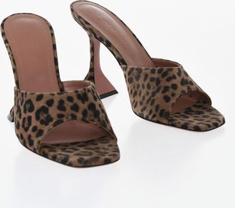 Amina Muaddi Leather Animal-Print Mules 10cm Amina Muaddi