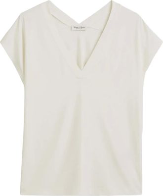 Marc O'Polo V-neck cap-sleeve T-shirt - women - Elastane/Viscose - L - White