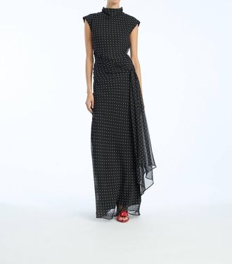 Rotate Long Dress With Tie In 1000 Black Comb