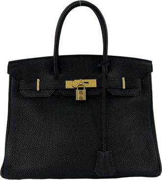Herm&egrave;s Black Togo Leather Handbag Tote Bag (Pre-Owned)
