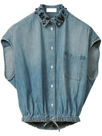 Fabiana Filippi drawstring blouse - Blue