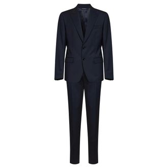 Dolce & Gabbana Kostuums, Heren, Blauw, 2Xl, Wol, Single-breasted Martini Light Wool Gabardine Suit