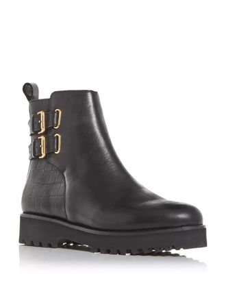 Andr&eacute; Assous Womens Andre Assous Pandora Boots Black Croc Embossed Leather Bootie HTAT495