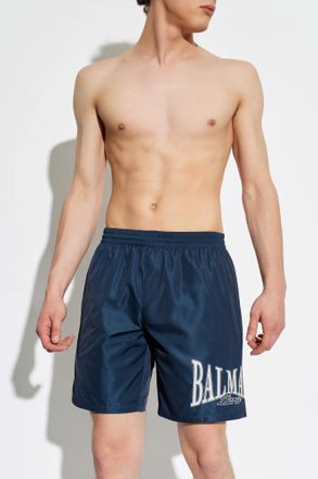 Balmain Swim Shorts, Mens, Navy Blue