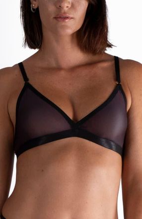 Lechery Lustrous Sheer Triangle Bralette in Black at Nordstrom, Size X-Large