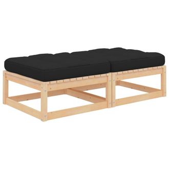 vidaXL Taburetes De Jard&iacute;n Con Cojines 2 Uds Madera Maciza De Pino Vidaxl