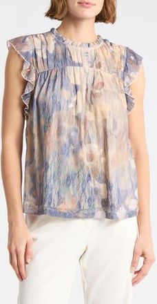 Daniel Rainn Flutter Sleeve Lace Top in Blue at Nordstrom Rack, Size X-Large