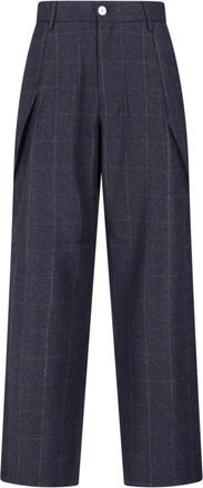 Sibel Saral Grey Rose Tailored Straight-Leg Virgin Wool Pants