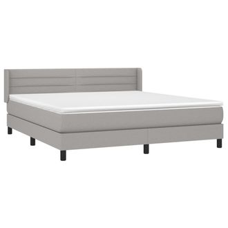 vidaXL Vidaxl - Cama Box Spring Con Colch&oacute;n Tela Gris Claro 160x200 Cm