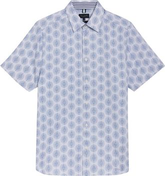 Ted Baker Pearsho T-shirt Met Korte Mouwen, Cirkelvormig Geometrisch Patroon, Wit