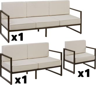 TecTake Set de salón de jardín, 6 personas, 2 sofás, 1 sillón, acolchado XXL