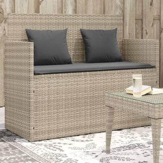 vidaXL Vidaxl - Banco De Jard&iacute;n Con Cojines Rat&aacute;n Sint&eacute;tico Gris Claro