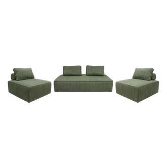Sweeek Sof&aacute; modular de pana, 4 plazas, verde