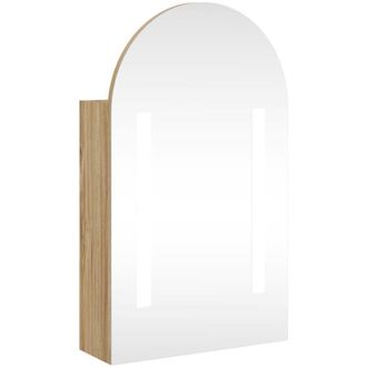 vidaXL Mueble De Ba&ntilde;o Con Espejo Arqueado Y Luz Led Roble 42x13x70 Cm Vidaxl