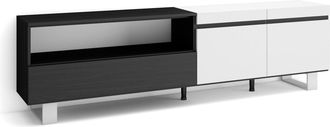 Skraut Home Skraut Home - Mueble Tv, Televisi&oacute;n, Muebles De Sal&oacute;n, Almacenaje, 200x57x35cm, Para Tv Hasta 80, Dise&ntilde;o Industrial, Estilo Moderno, Blanco Y Negro