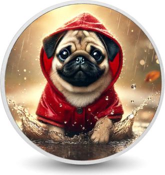 OEM Aventuras En Un D&iacute;a Lluvioso: Moneda De 1 Oz De Puddle Pug En Rojo