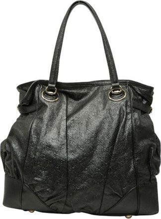 Gucci Black Leather Shoulder Bag Tote Bag (Pre-Owned)