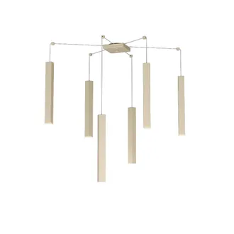 Top-Light Sospensione Moderna Square Tube Metallo Sabbia 6 Luci Gu10