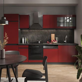 Vicco Mueble De Cocina R-line, Rojo/antracita, 300 Cm Forma De J