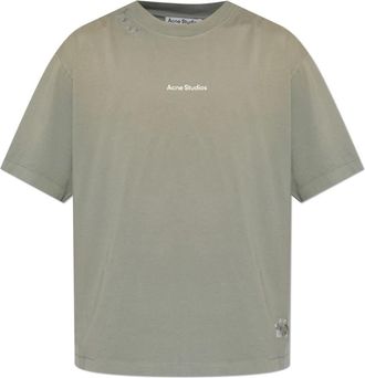 Acne Studios Mended Logo T-Shirt - Heren - T-shirts - Groen - Xl/2Xl - Katoen - Tops