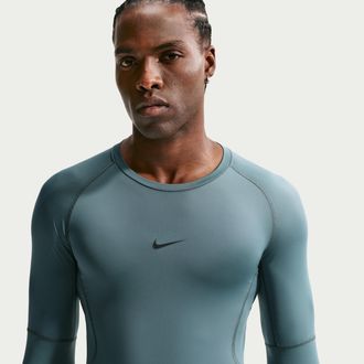 Nike Mens Nike Pro Dri-FIT Tight Long-Sleeve Fitness Top in Grey | FB7919-382