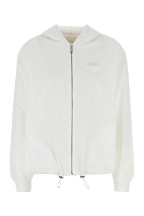 PRADA ジップアップジャケット グリーン/ホワイト　ＸＬ Prada ロゴ ジップ ジャケット | グリーン | FARFETCH JP