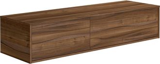 Vente-Unique Mueble de baño flotante color natural oscuro - 150 cm - ISAURE