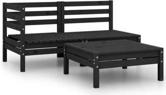 vidaXL Vidaxl - Set Divani da Giardino 3 pz in Legno Massello di Pino Nero